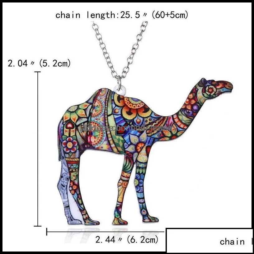pendant necklaces pendants jewelry colorf double side acrylic printing cat dog dragon horse camel necklace for women costume sweater
