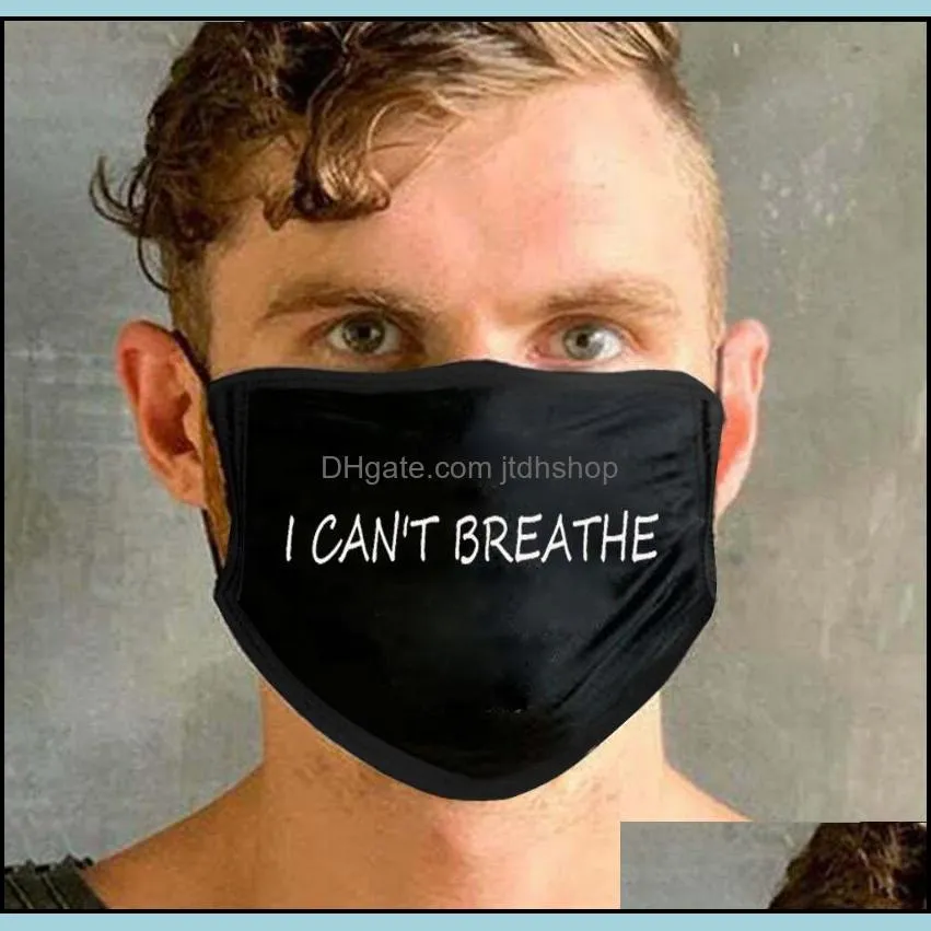 i cant breathe letter print face mask washable proof face mouth cover outdoor youre too close health care mascarillas dhs