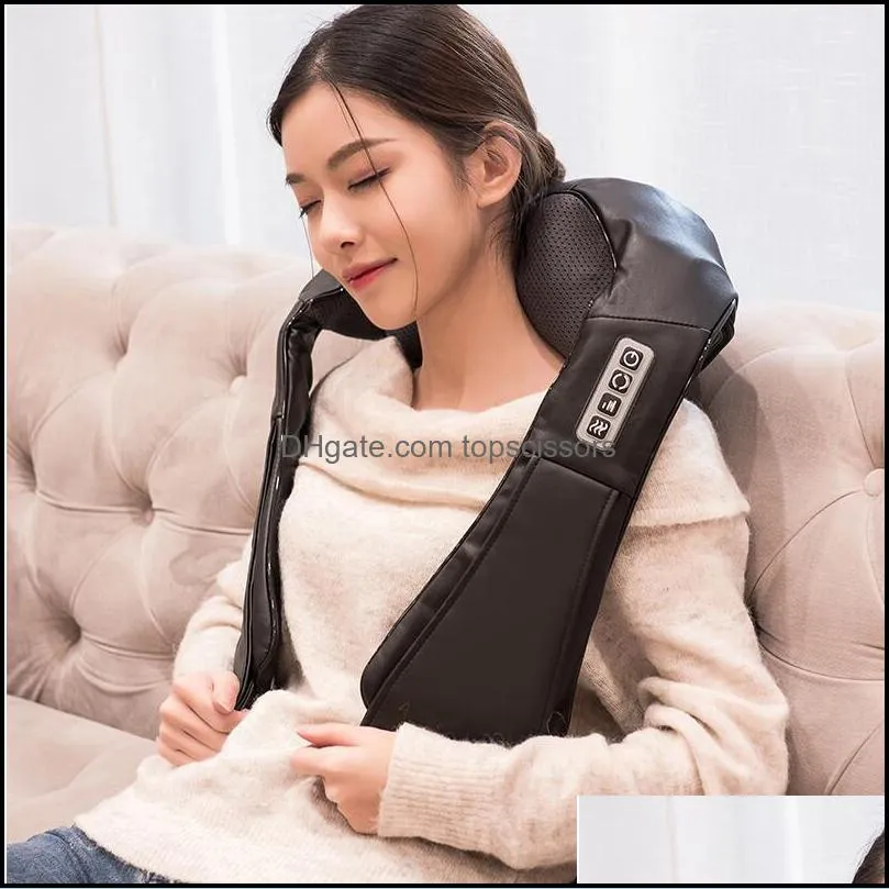 u shape electrical shiatsu back neck shoulder body massager infrared heated 4d kneading car/home massage shawl device