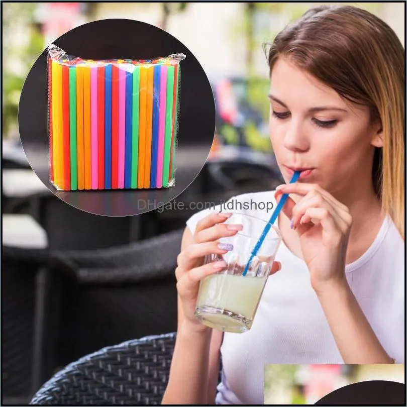 disposable dinnerware 100pcs color plastic straw 11x210 mm handmade diy creativity straight pipe 100 single 8 colors mixed