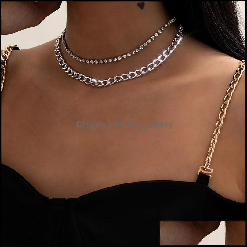 chokers rhinestone choker chunky statement necklace for women 2021 mulitlayer gold silver collar party accessories