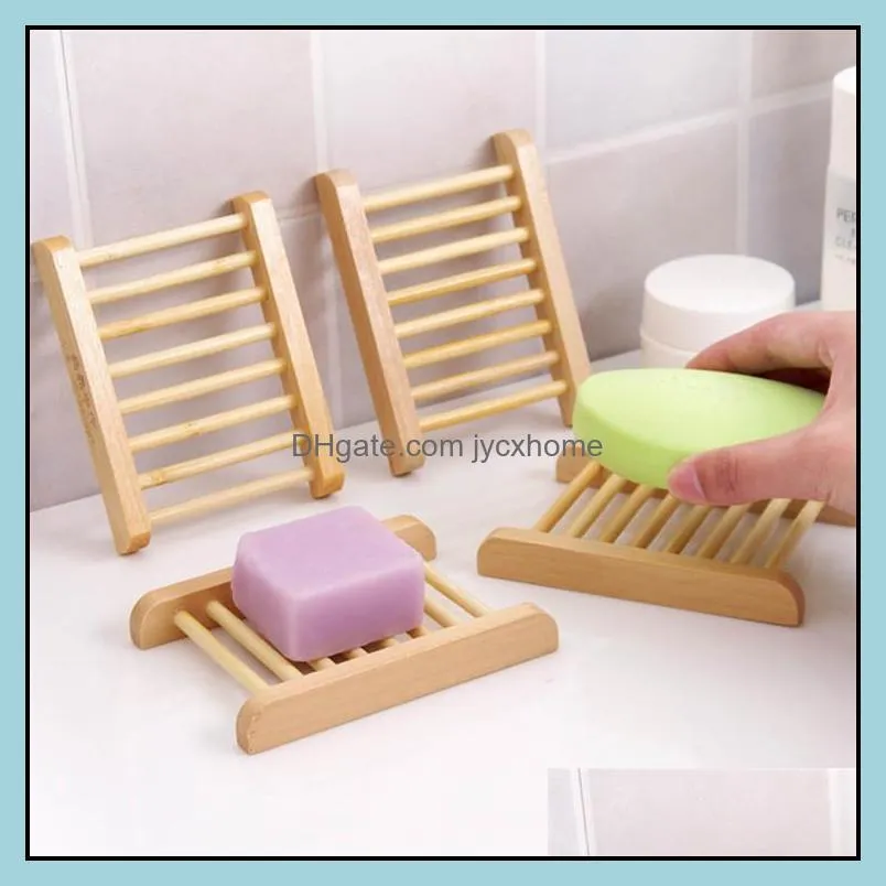 100pcs natural bamboo trays wholesale wooden soap dish wooden soap tray holder rack plate box container for bath shower bathroom 41 s2