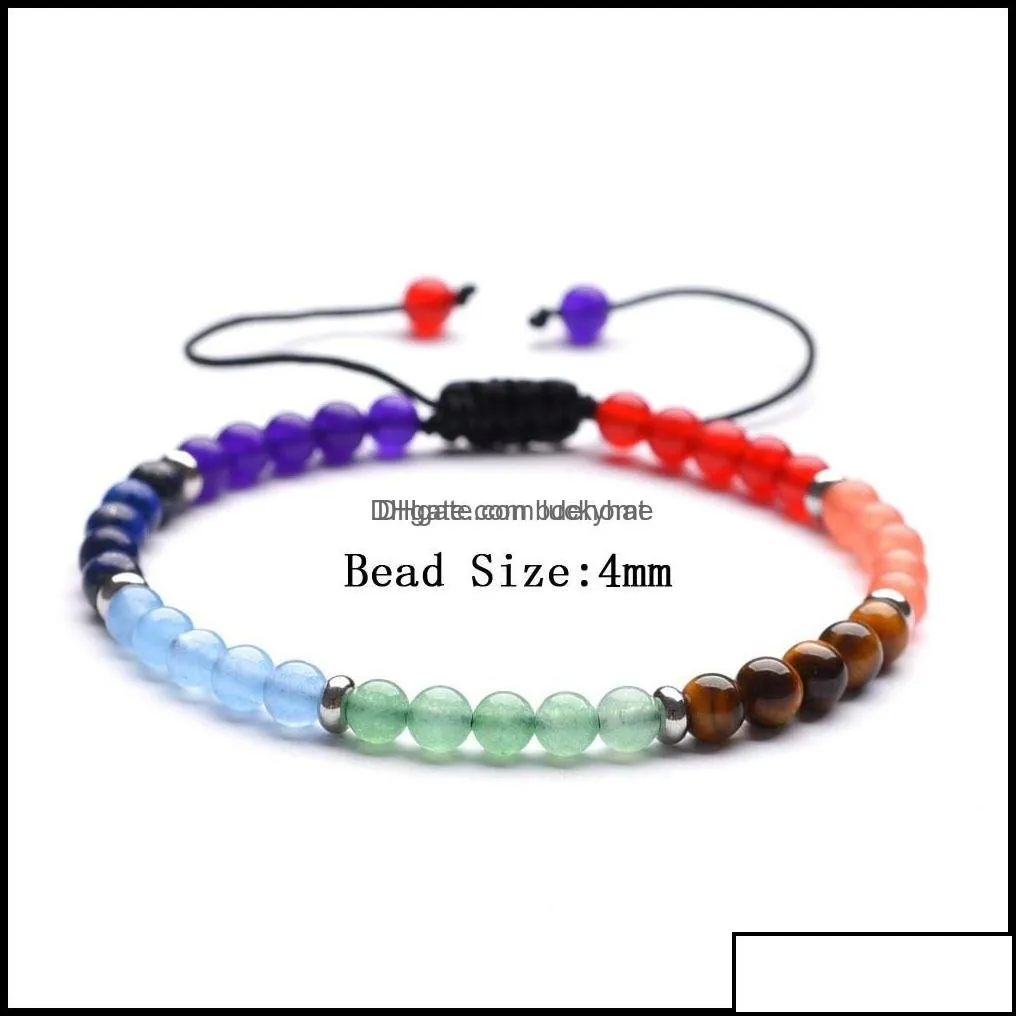 beaded strands 10pc/set 7 chakra stone beaded friendship bracelet handmade faceted natural glass beads rope drop delivery 2021 jewel