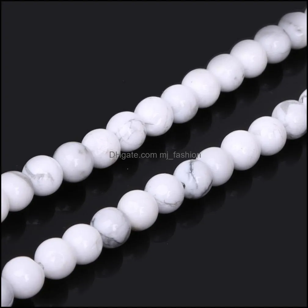 8mm natural stone beads white howlite truquoises round loose beads for jewelry making pick size 4 6 8 10mm yoga bracelet