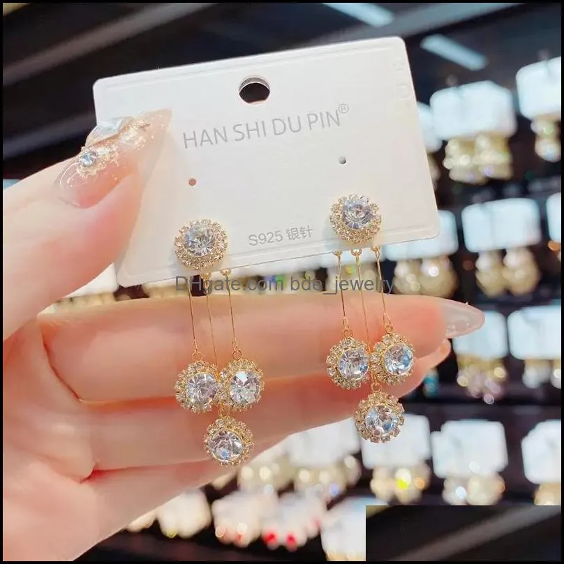earrings dangle chandelier jewelry for womens rhinestone crystal s925 silver needle highclass sense light super flash diamond butterfly earring 