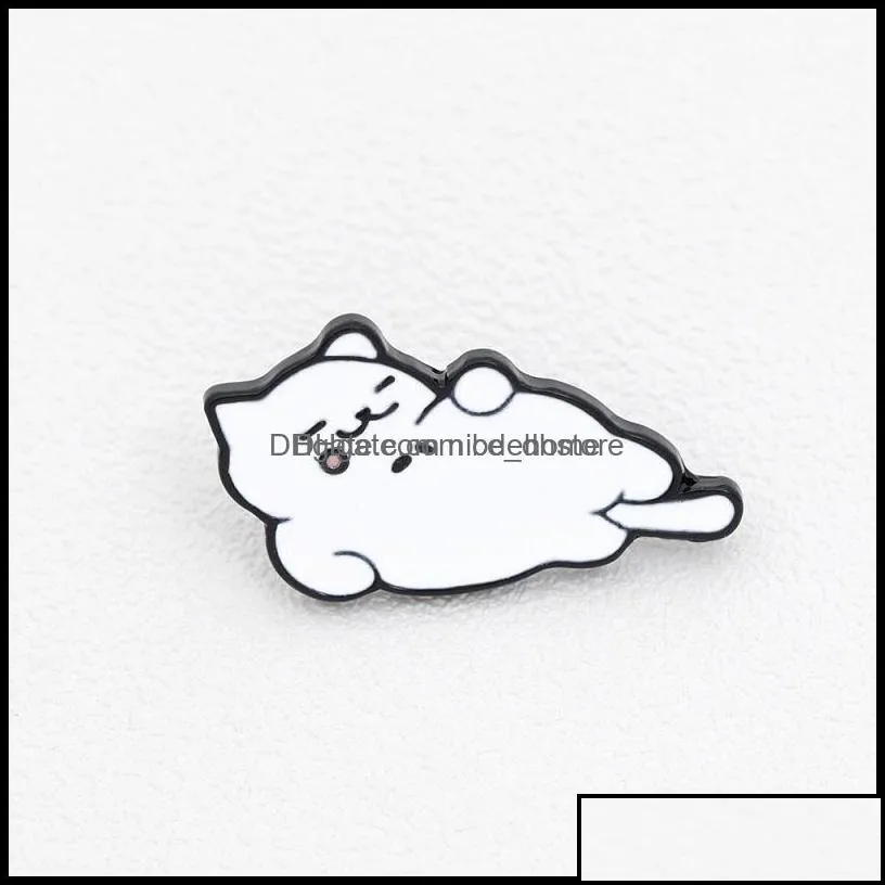 pins brooches jewelry animal lazy black white cat brooch pins cartoon cute funny creative enamel pin fashion accessories for women