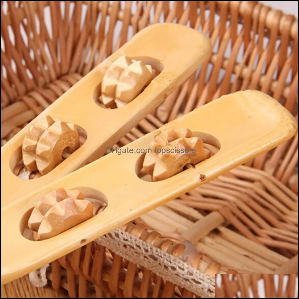 bamboo massager back scratcher wooden body stick roller backscratcher