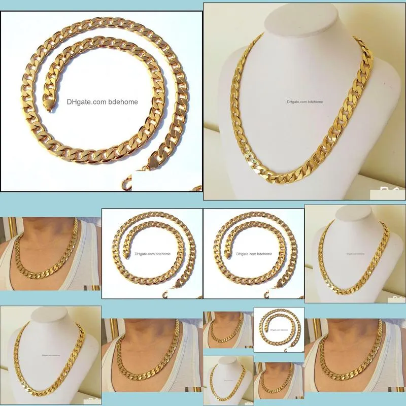 heavy classic mens 18k real yellow solid gold chain necklace 23 6inch 10mm sqckftu queen66