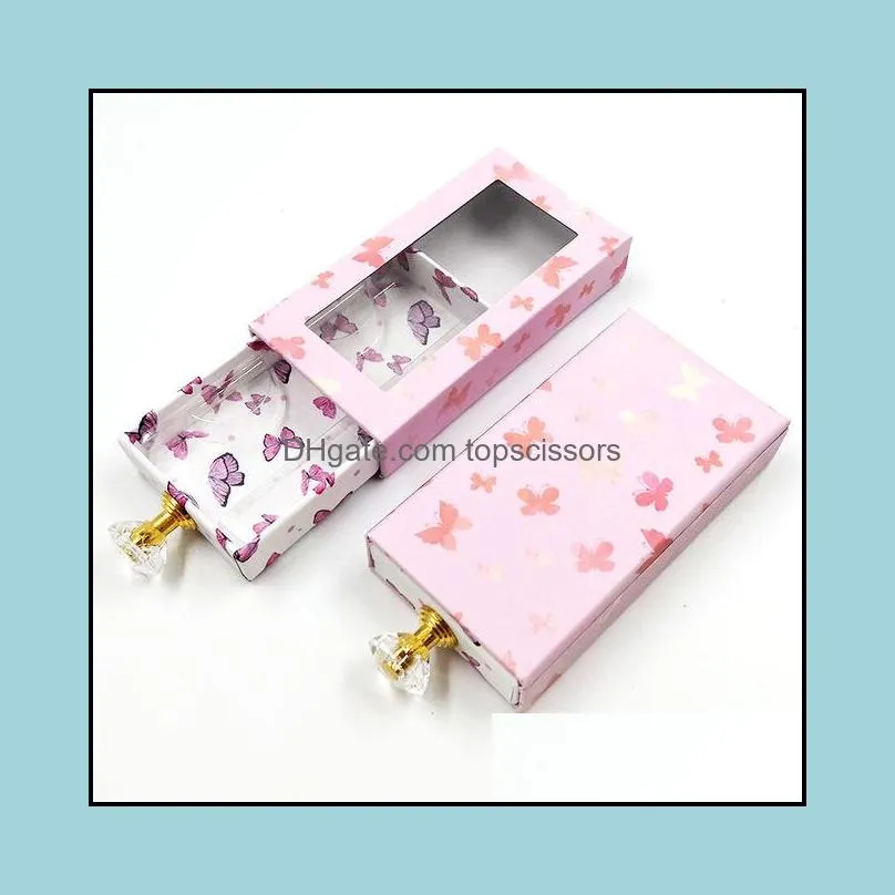 25mm mink lashes eyelashes package butterfly eyelash packaging box crystal handle empty lash boxes with tray rectangle case