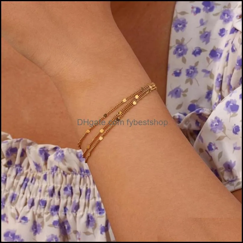 link bracelets 18k gold plated handmade sequined multilayer tassel for women 2022 trendy high quality waterproof