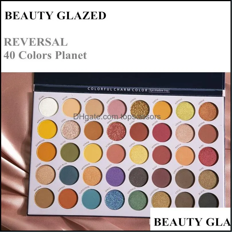 makeup beauty glazed eye shadow palette reversal planet 40 colors eyeshadow glitter shimmer matte makeup eyeshadow palette brand