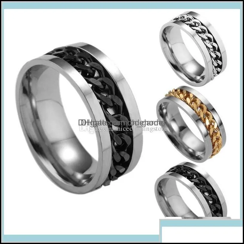 4 colors stainless steel movable spin chain titanium nail ring finger for women men jewelry gift gzsvr ykat7