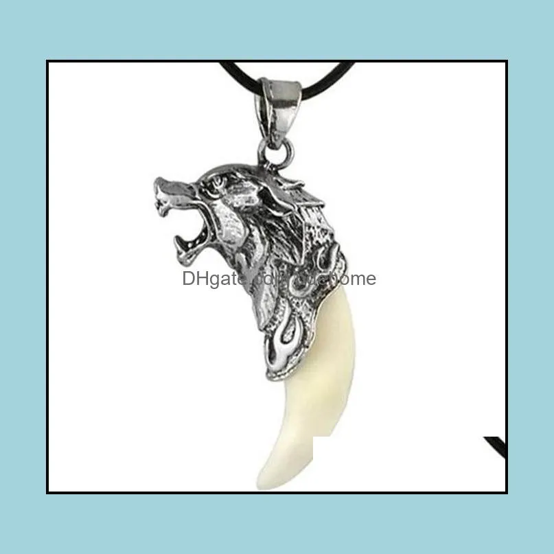 necklaces pendants drop delivery 2021 wholesale trendy wolf tooth brave mans necklace titanium steel domineering pendant jewelry 5uc8 6sy4