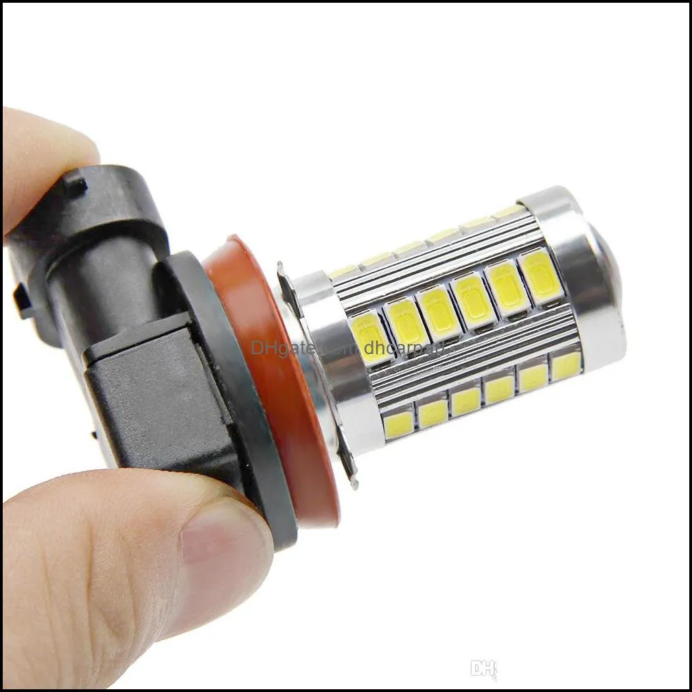 2pcs h11 led high power bulbs 5630 33led pure white fog head tail driving car light bulb lamp 12v h8 33 smd fog source