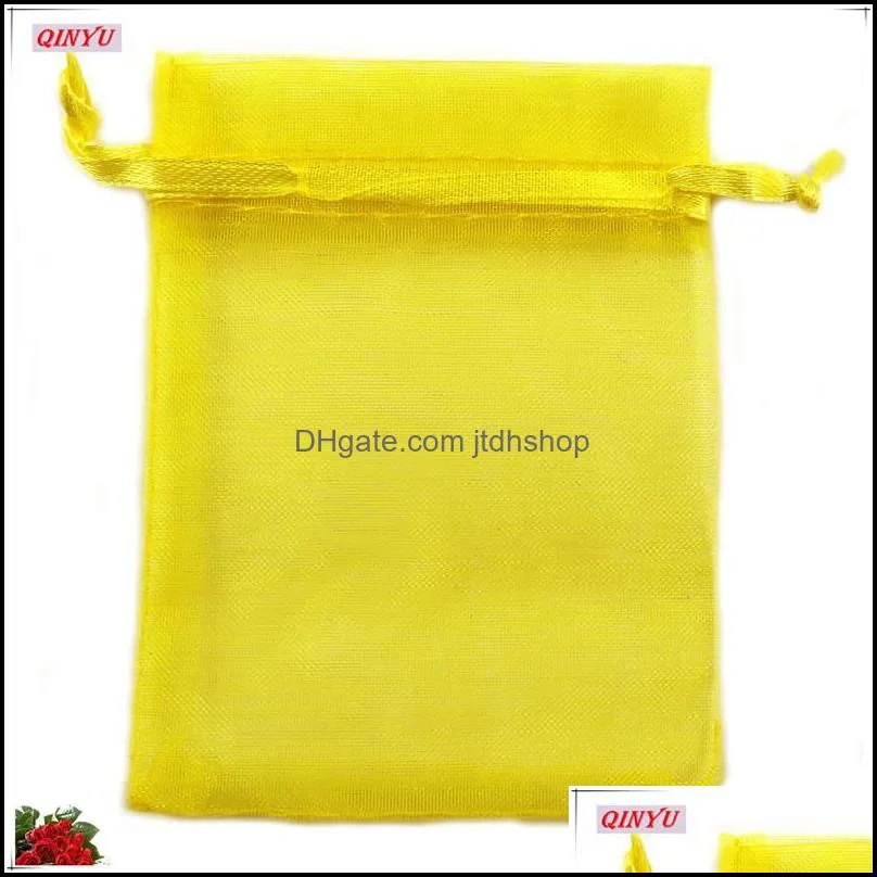 100pcs 7x9 cm organza sheer gauze jewelry bags packing drawable organza bags wedding gift bags sachet organza 5zsh312