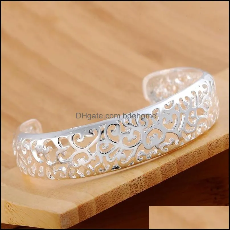 bangle buyin b144 silver color jewelry factory direct elegant fashion women simple retro bracelet