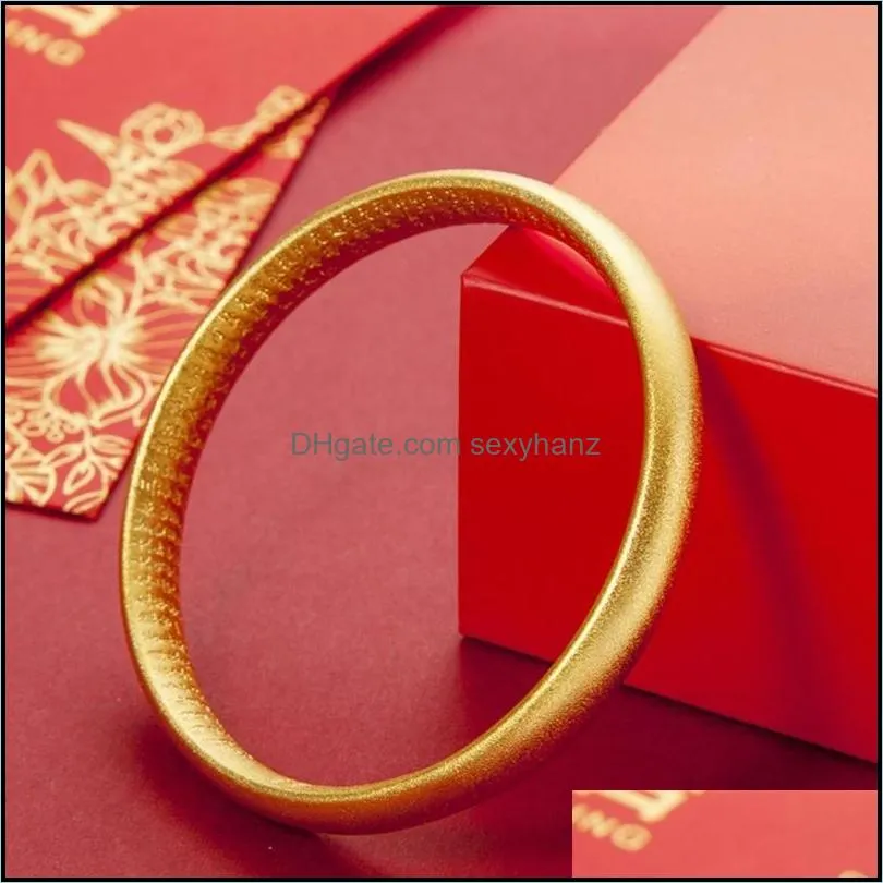 bangle frosted ancient classic female jewelry yellow gold filled closed womens bracelet solid wedding party giftbangle