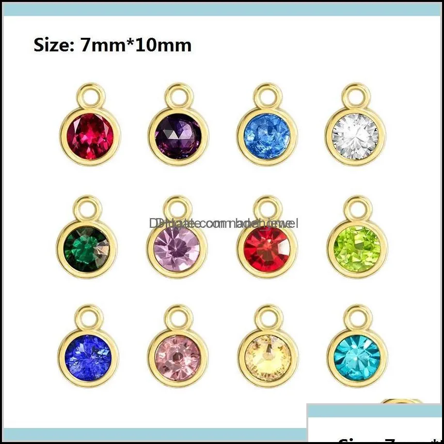 charms findings components 6 options 12pcslot colorful crystal birthstone charms diy accessories jewelry making for bracelet earring key