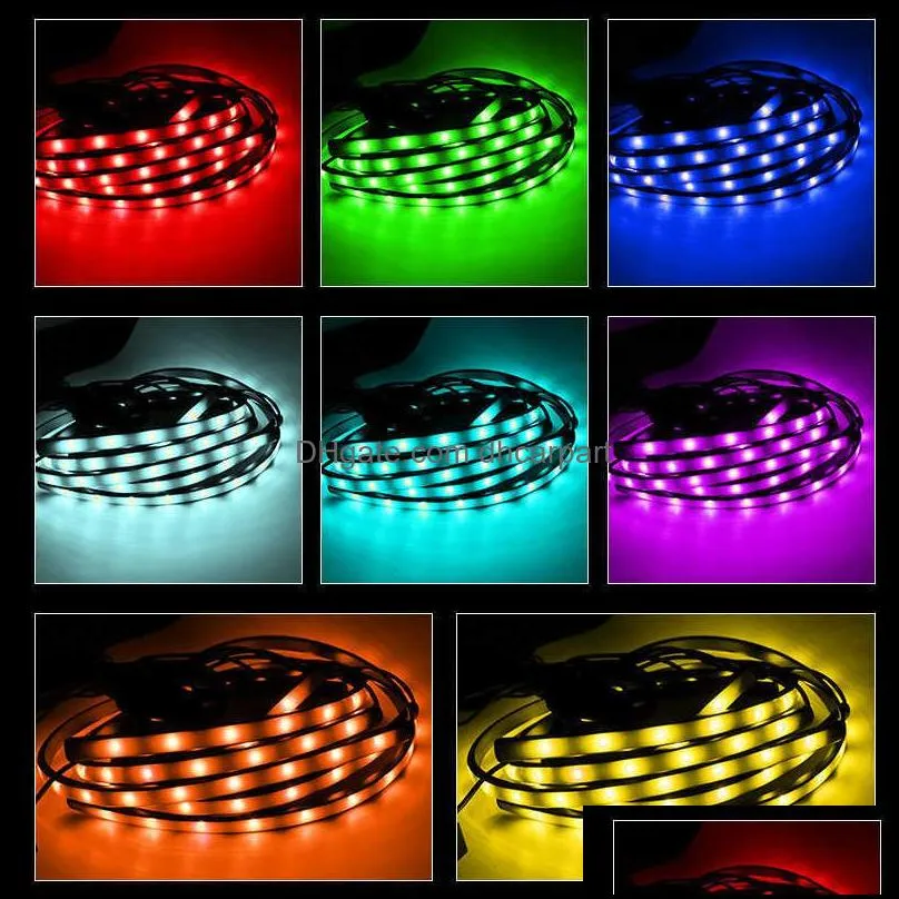 4x car chassis decorative waterproof led ambient strip lights car underglow atmosphere rgb lamp bar truck side light accessories