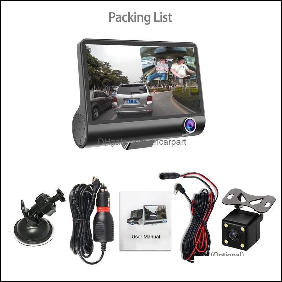 new car dvr 3 cameras lens 4 0 inch dash camera dual lens with rearview camera video recorder auto registrator dvrs dash cam