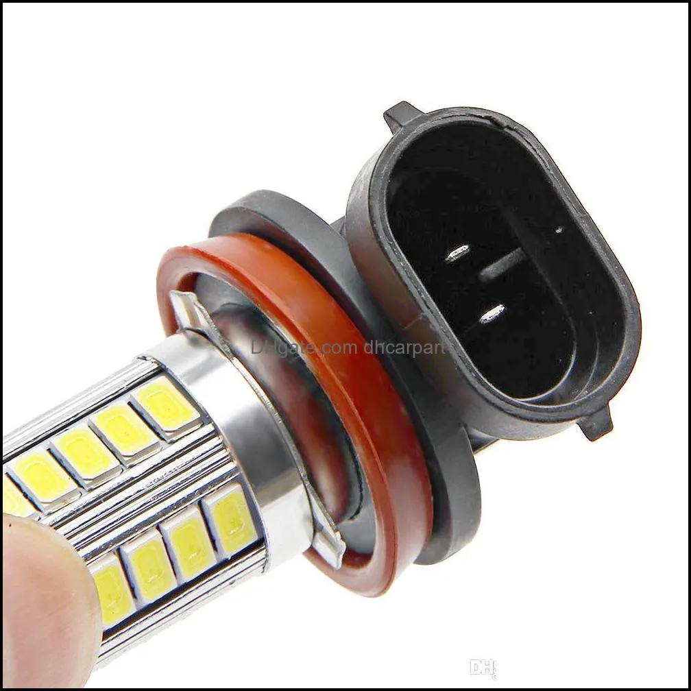 2pcs h11 led high power bulbs 5630 33led pure white fog head tail driving car light bulb lamp 12v h8 33 smd fog source