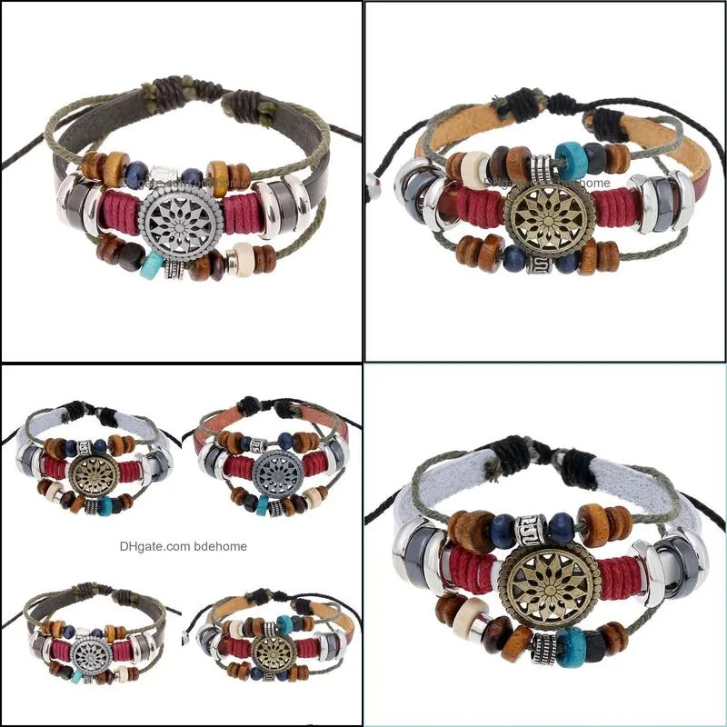 bangle vintage boho beaded bracelet multilayer hand woven wristbands cords wrap jewelry for men women multicolor