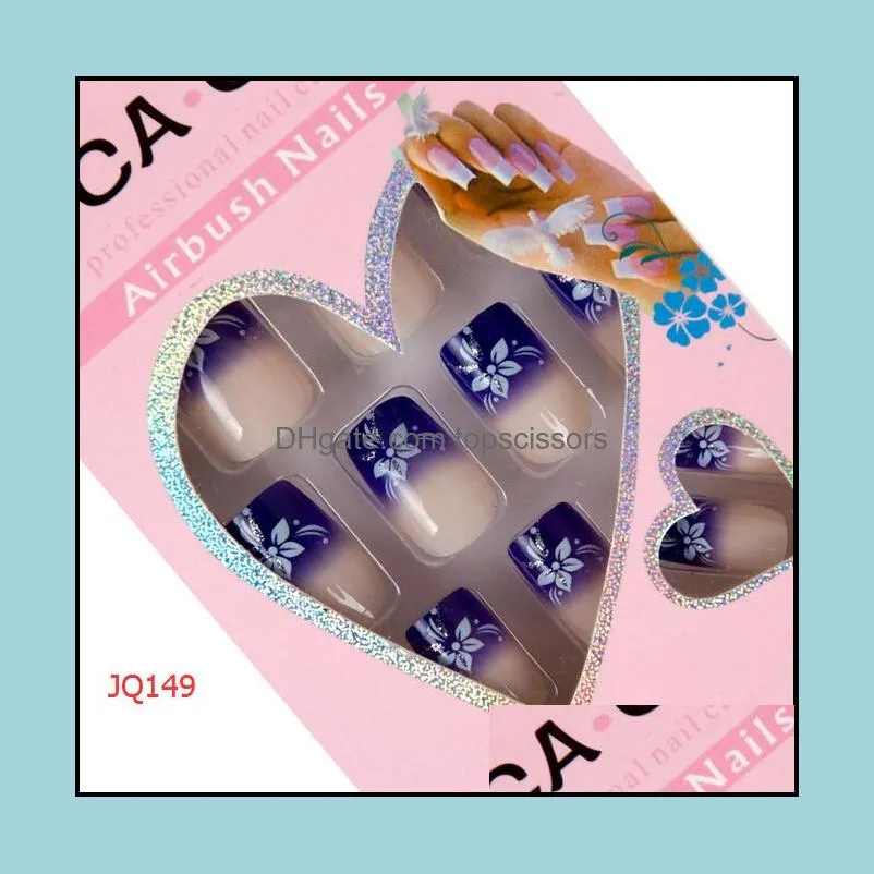 false nails french tips fake nails nep nagels for art design nail tips faux ongles sexy full cover false glue 24pcs