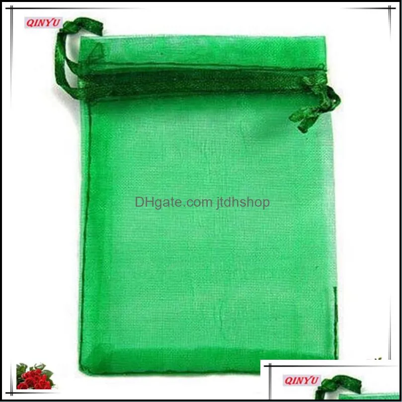 100pcs 7x9 cm organza sheer gauze jewelry bags packing drawable organza bags wedding gift bags sachet organza 5zsh312