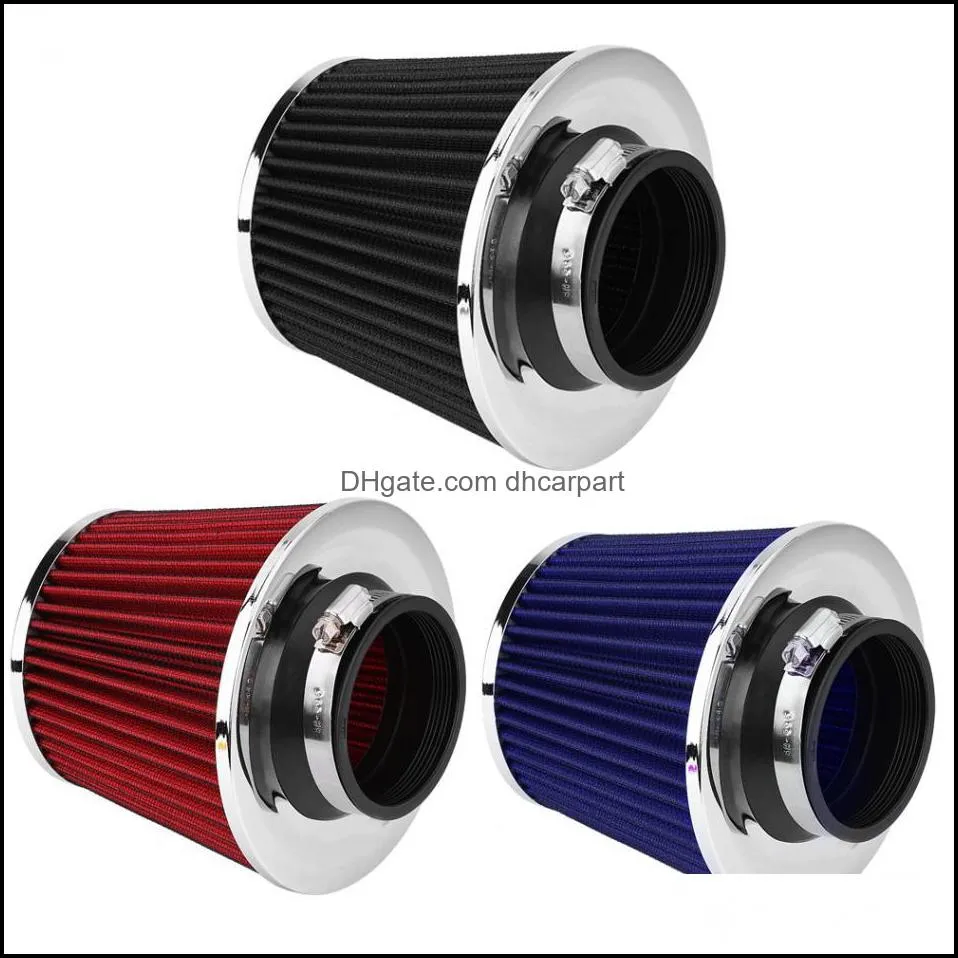 blue car engine intake pipe air filter mushroom head productivity 76mm inlet air filter 160mm high flow high cold air cone