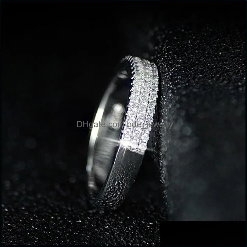 cluster rings simple 3 row cubic zirconia 925 sterling silver for women fashion wedding engagement band jewelry bague femme