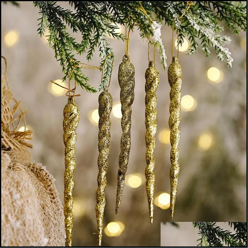 3pcs navidad 2021 christmas decorations for home simulation ice xmas tree hanging ornament fake icicle props new year