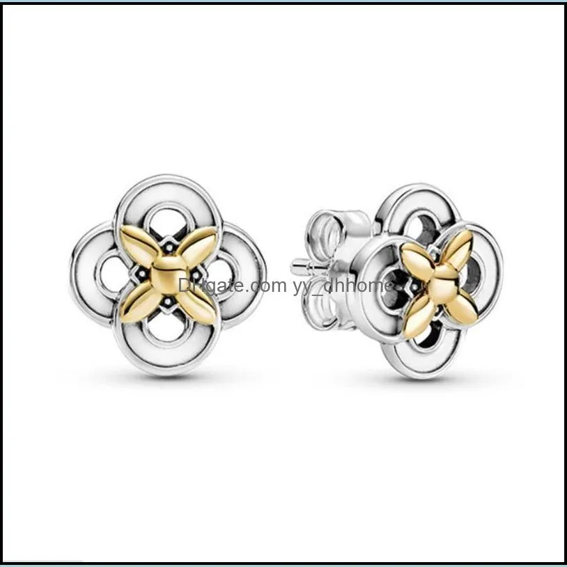 stud 925 sterling silver pot earrings sparkling love flower female wedding party gift fashion jewelry