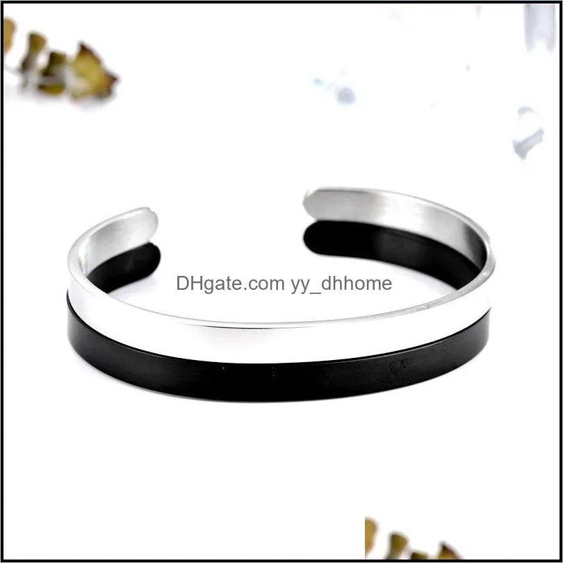 bangle minimalism stainless steel bracelet 6mm unsex plain silver gold cuff jewelry wholesalebangle