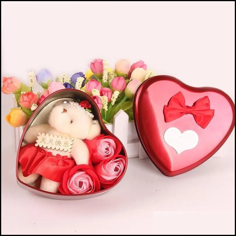 for home bubble bath flower elegant mother valentines day wedding gift bouquet with lovely bear rose soap flowers 4 5mw bb