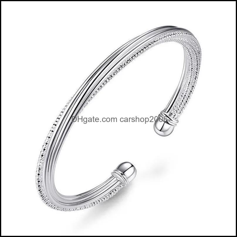 bangle silver plated bracelet bangles twisted lines bracelets korean for women jewelry pulseiras femme cf13