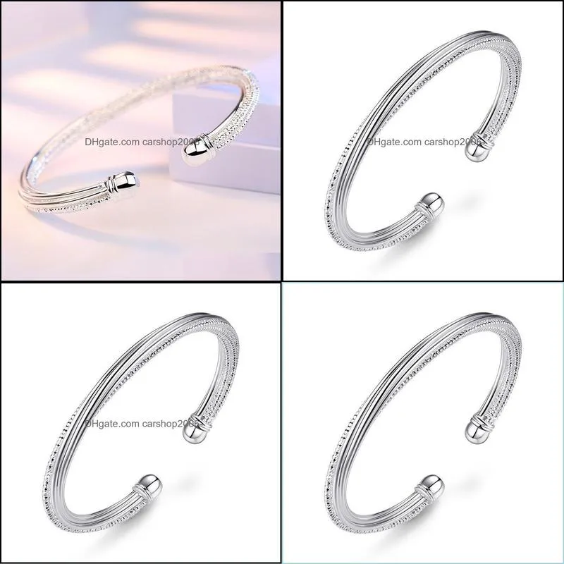 bangle silver plated bracelet bangles twisted lines bracelets korean for women jewelry pulseiras femme cf13