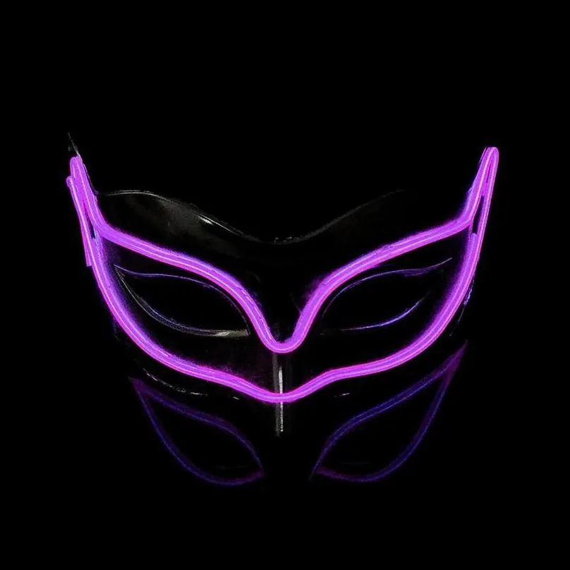 led light luminous fox masks for halloween ghost half face el wire mask palstic for masquerade decoration 18yh ff