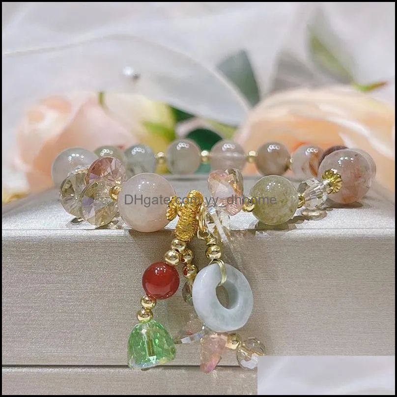 bangle safety button crystal stone flower beads bracelet buckle lucky braceletsbangle
