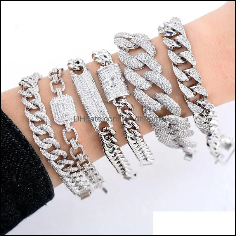 bangle luxury chunky link bracelet for women wedding full cubic zircon crystal cz dubai party jewelry 2022bangle banglebangle