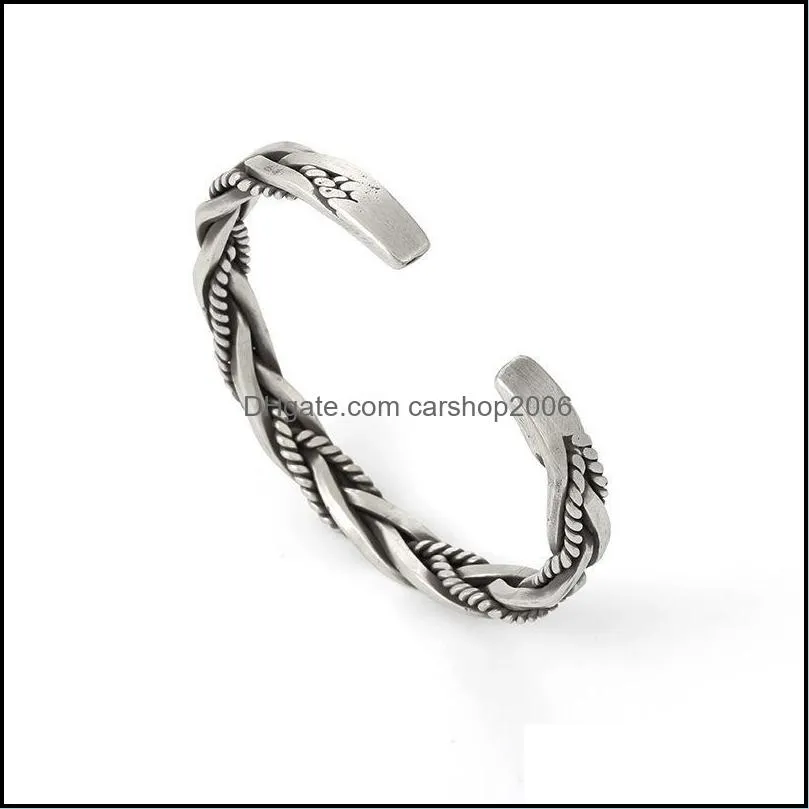 bangle silver color twisted woven bracelet neutral retro thai original handmade exquisite unique opening giftbangle