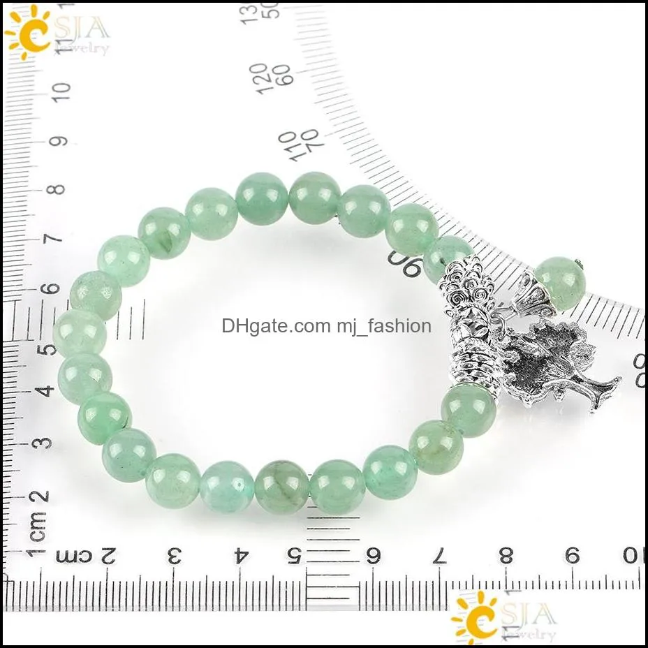 new meditation green aventurine women bracelets natural stone yoga mala prayer rosary beads healing reiki tree of life