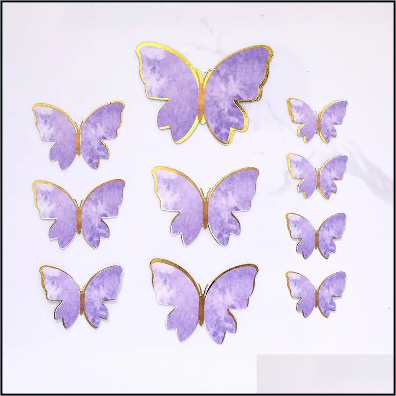 party supplies purple pink butterfly cakes decoration happy birthday cake topper handmade painted for wedding birthday parties baby shower 20220503