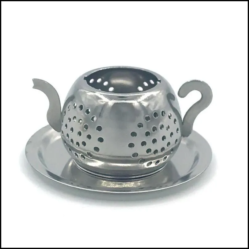 round pot teas strainer stainless steel tea infuser teapot shape silvery with chain home life supplies chassis creative 5xzc1