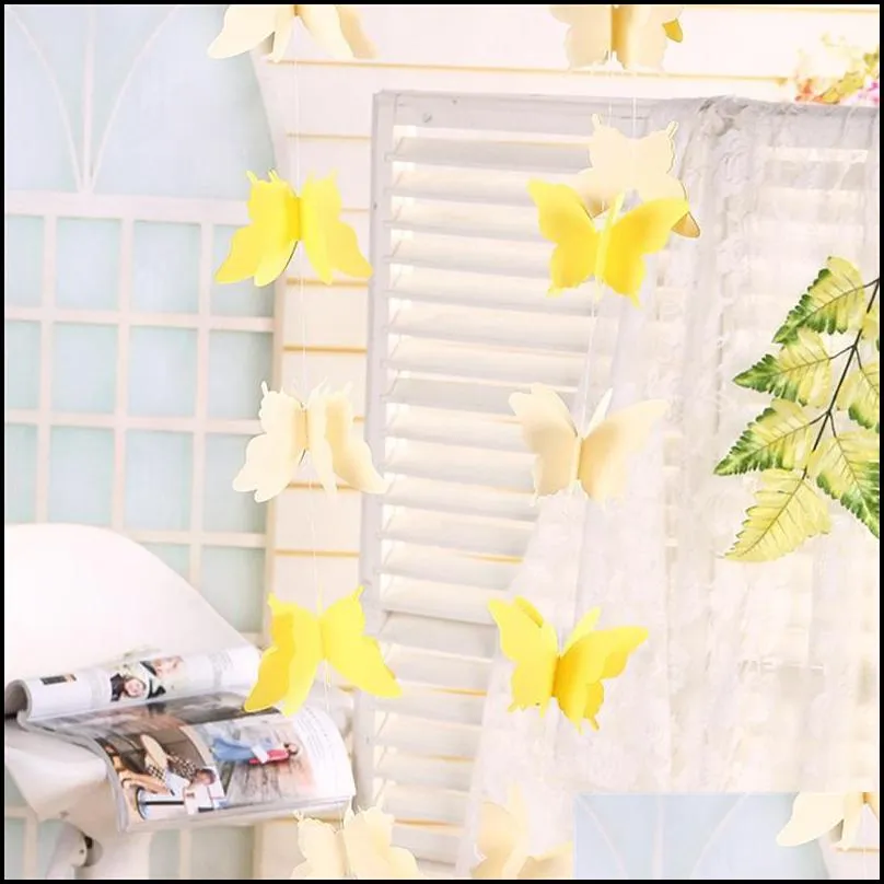 shop mall window hanging ornament pull flower paper string colorful butterfly paper children room wedding decorate birthday party 3