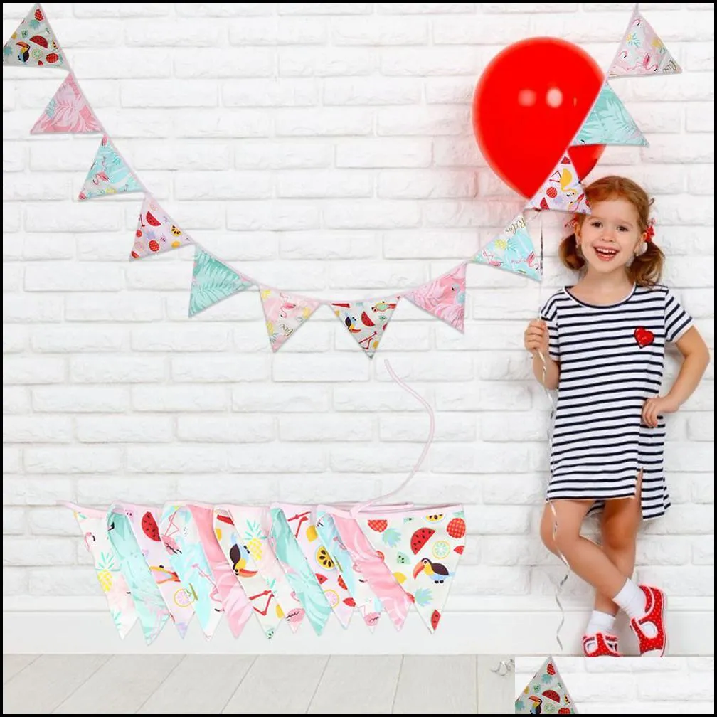 12 flags 3 2m banner bunting nordic flowers pennant paper flag party bell garland birthday wedding decoration party