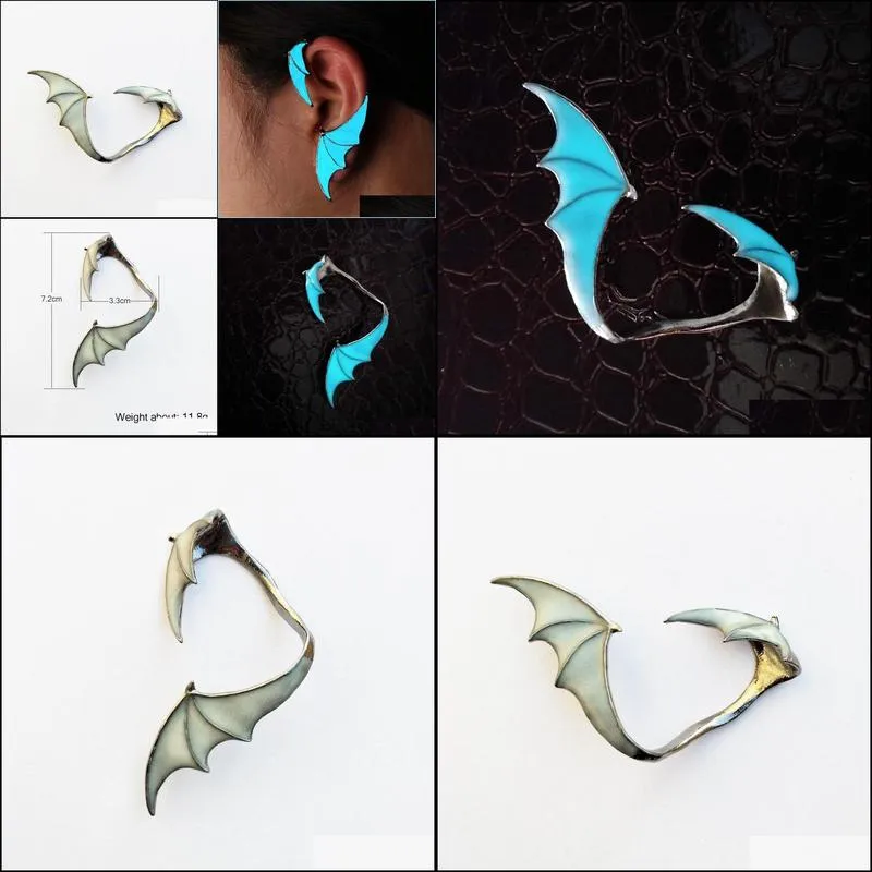 fashion luminous ear cuff earrings metal wing earrings men and women personality earring