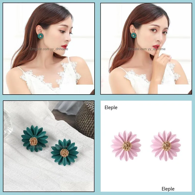 stud eleple trendy 3 colors sun flower earrings for woman cute fashion jewelry b8024