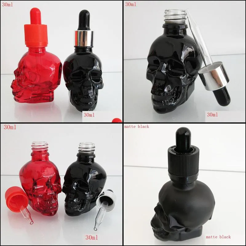 glass dropper bottle 30ml skull shape of halloween e liquid  oil with pipette empty refill