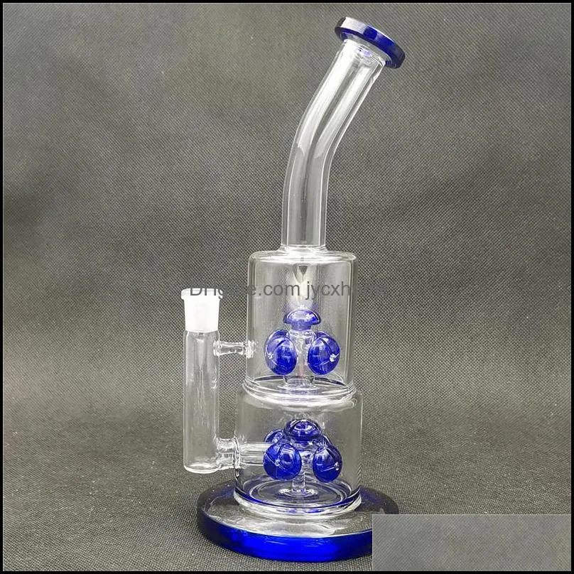 glass water bong with 14 4mm female joint hookahs double pecr handmade pipes dab rig rigs bubblers functional piipes