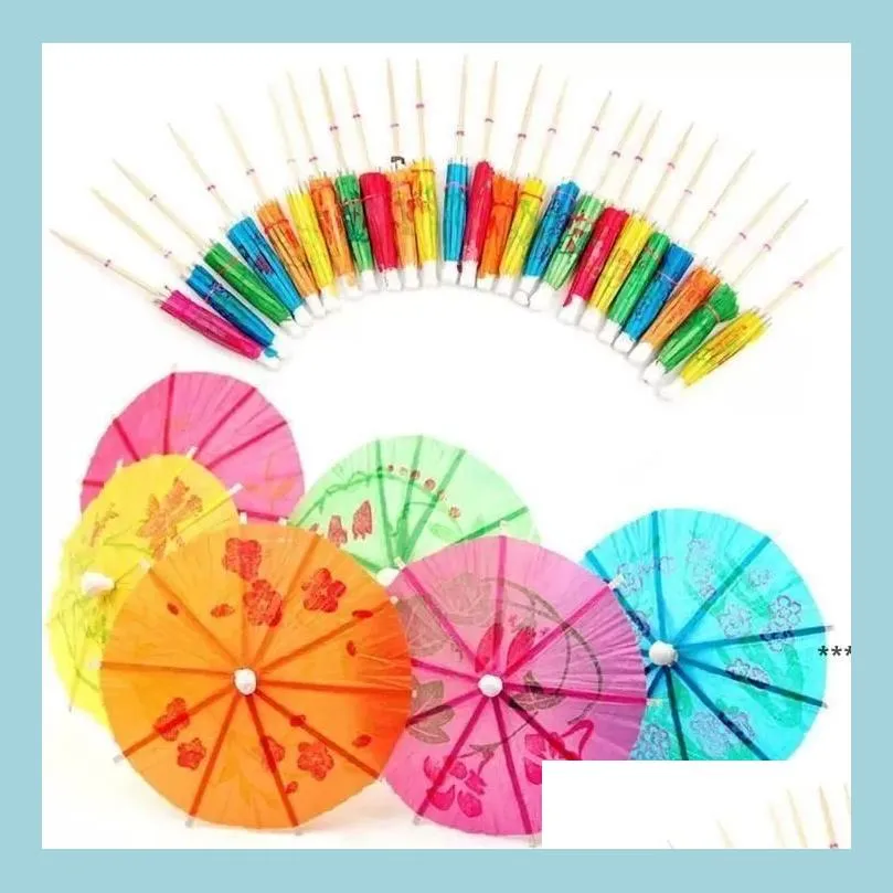 bar tools paper cocktail parasols umbrellas drinks picks wedding event party supplies holidays garnishes holders 144pcs/set